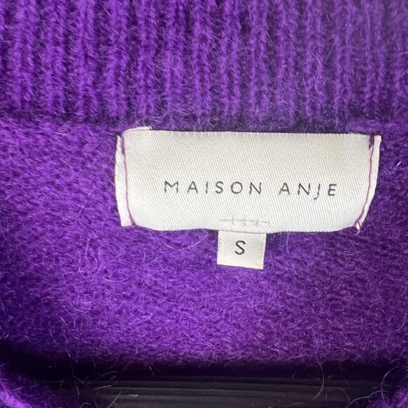 Maison Anje Sweater S Purple Wool Mohair Crew Neck - Picture 4 of 7